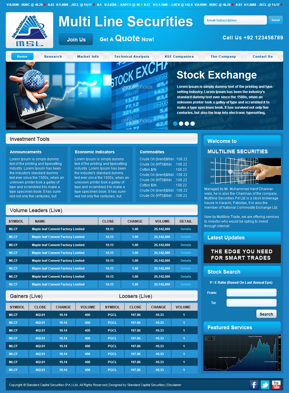 Multiline Securities Stock Exchange  Design by Hafizkhurram.com